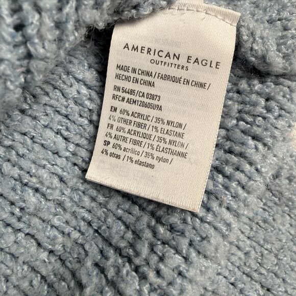 American Eagle Oversize Slouchy Sweater V Neck Sz S Boyfriend Fit Light Blue - Picture 6 of 9